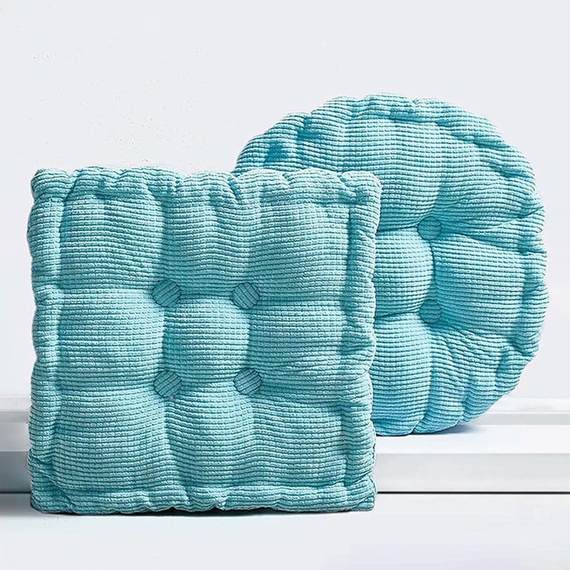 Gfobip Large Square and Round Floor Cushions for Adults 2 Pack Meditation Floor Pillow Sky Blue Corduroy Floor Seat Pillows Cushion for Living Room Balcony Tatami Yoga,18x18 Inch - Image 1